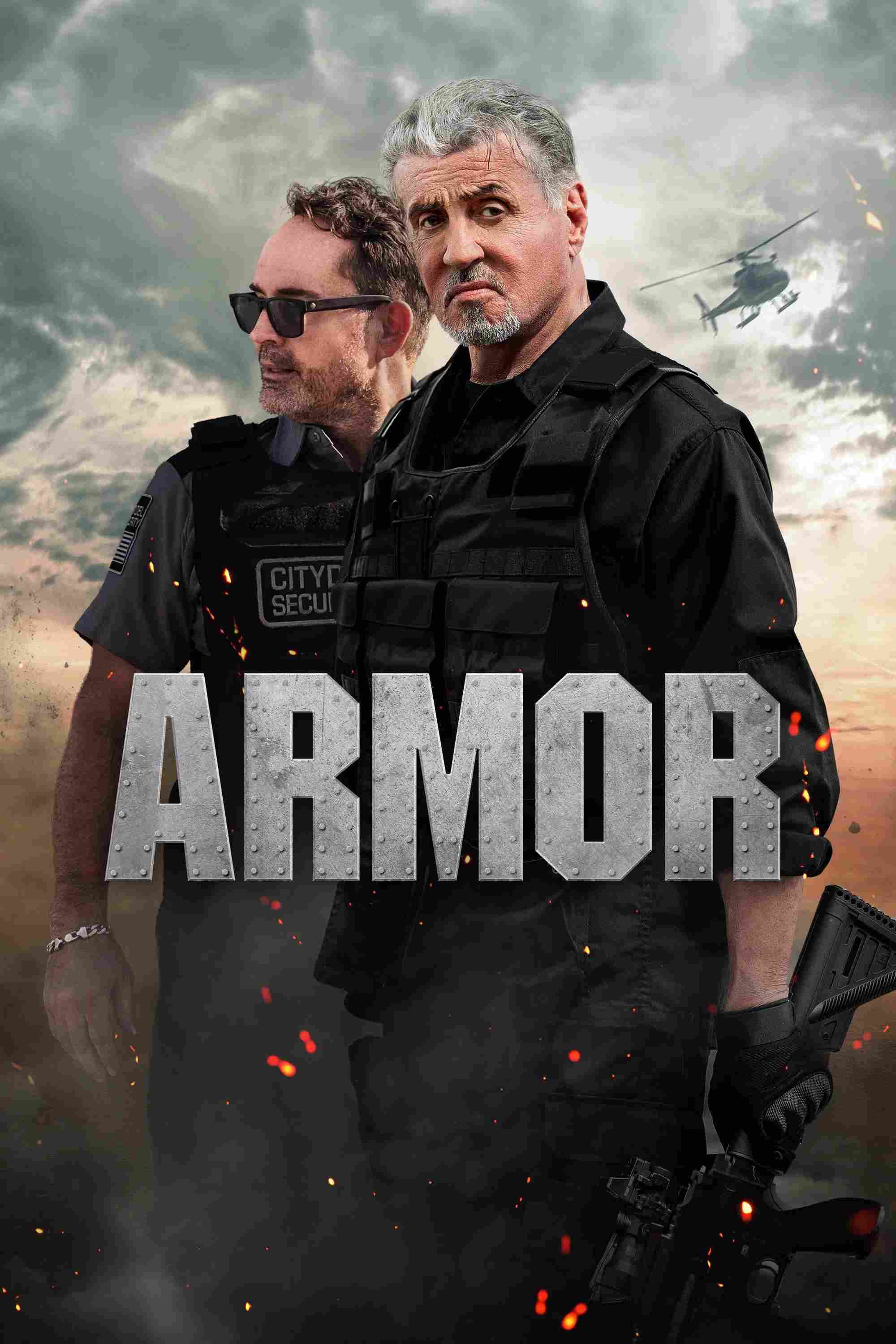 Poster chính thức của phim Phim Hành Động, Phim Hình Sự "Xe Bọc Thép" (Armor - 2024), với sự tham gia của diễn viên Jason Patric và Sylvester Stallone.