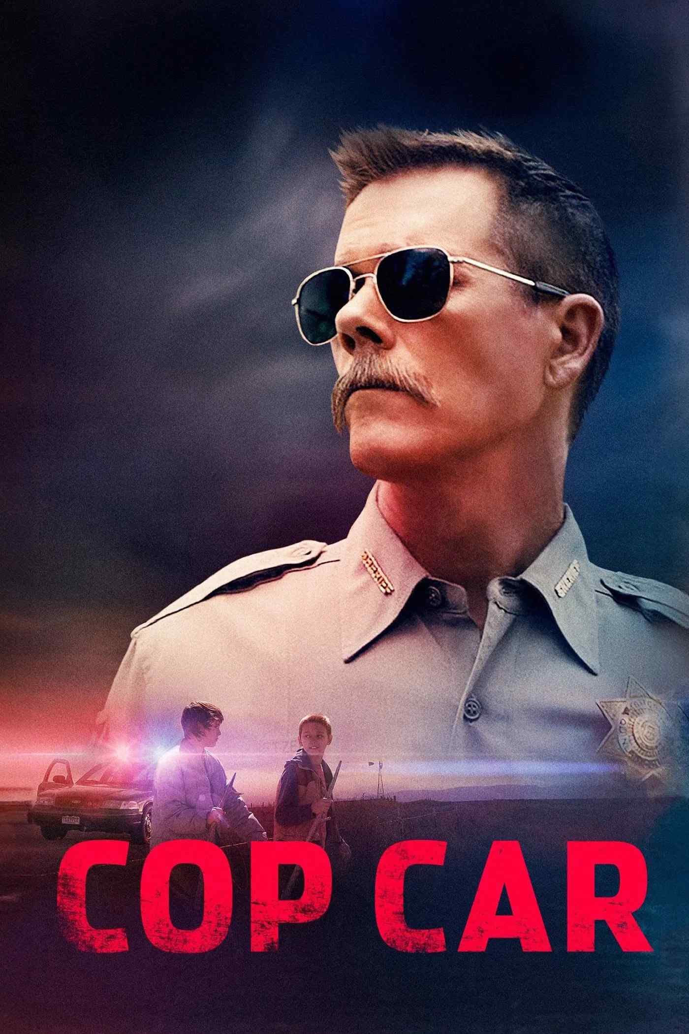 Poster chính thức của phim Phim Hình Sự, Phim Giật Gân "Xe Cảnh Sát" (Cop Car - 2015), với sự tham gia của diễn viên Kevin Bacon và James Freedson-Jackson.