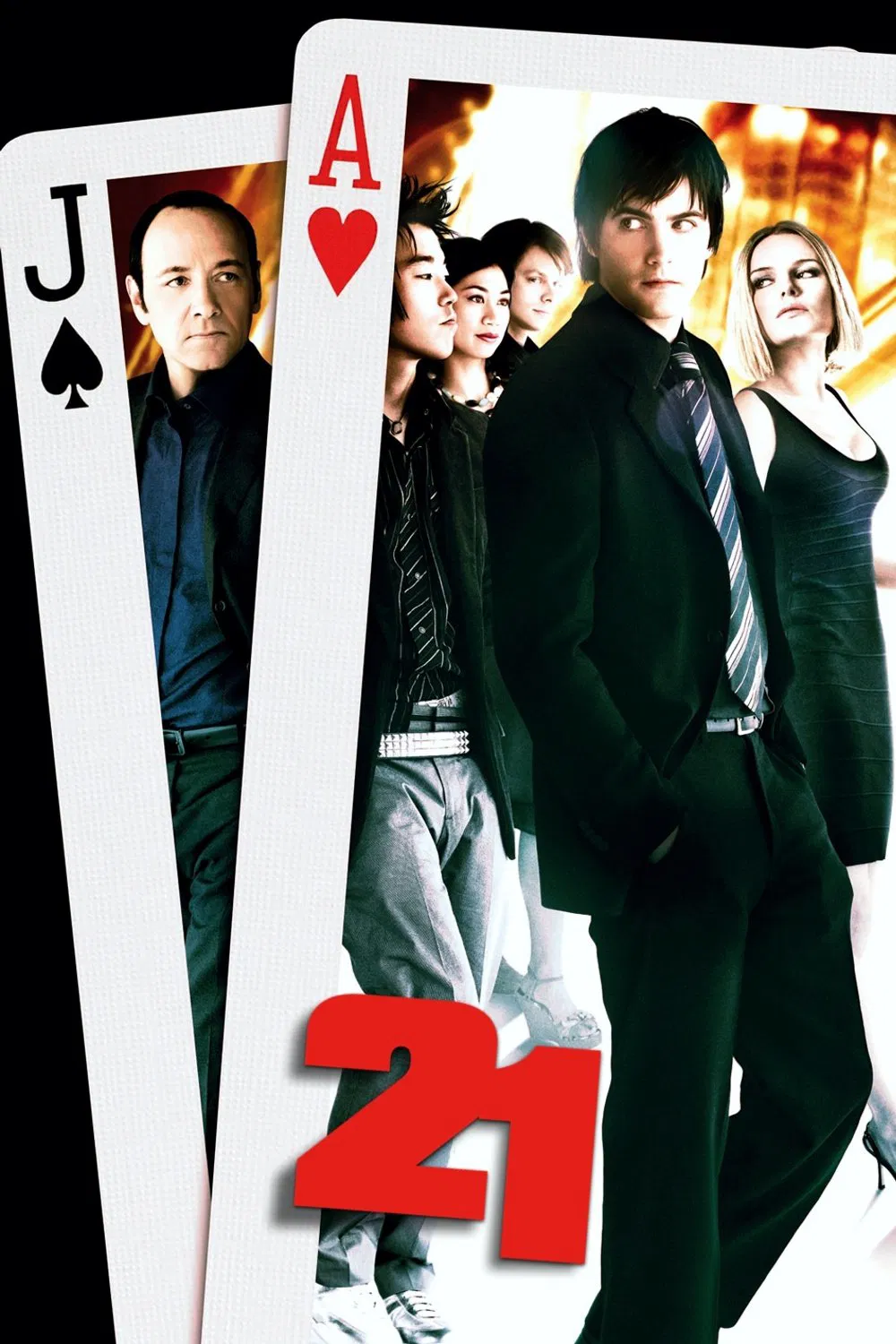 Poster chính thức của phim Phim Tâm Lý, Phim Hình Sự "Xì Dách" (21 - 2008), với sự tham gia của diễn viên Jim Sturgess và Kevin Spacey.