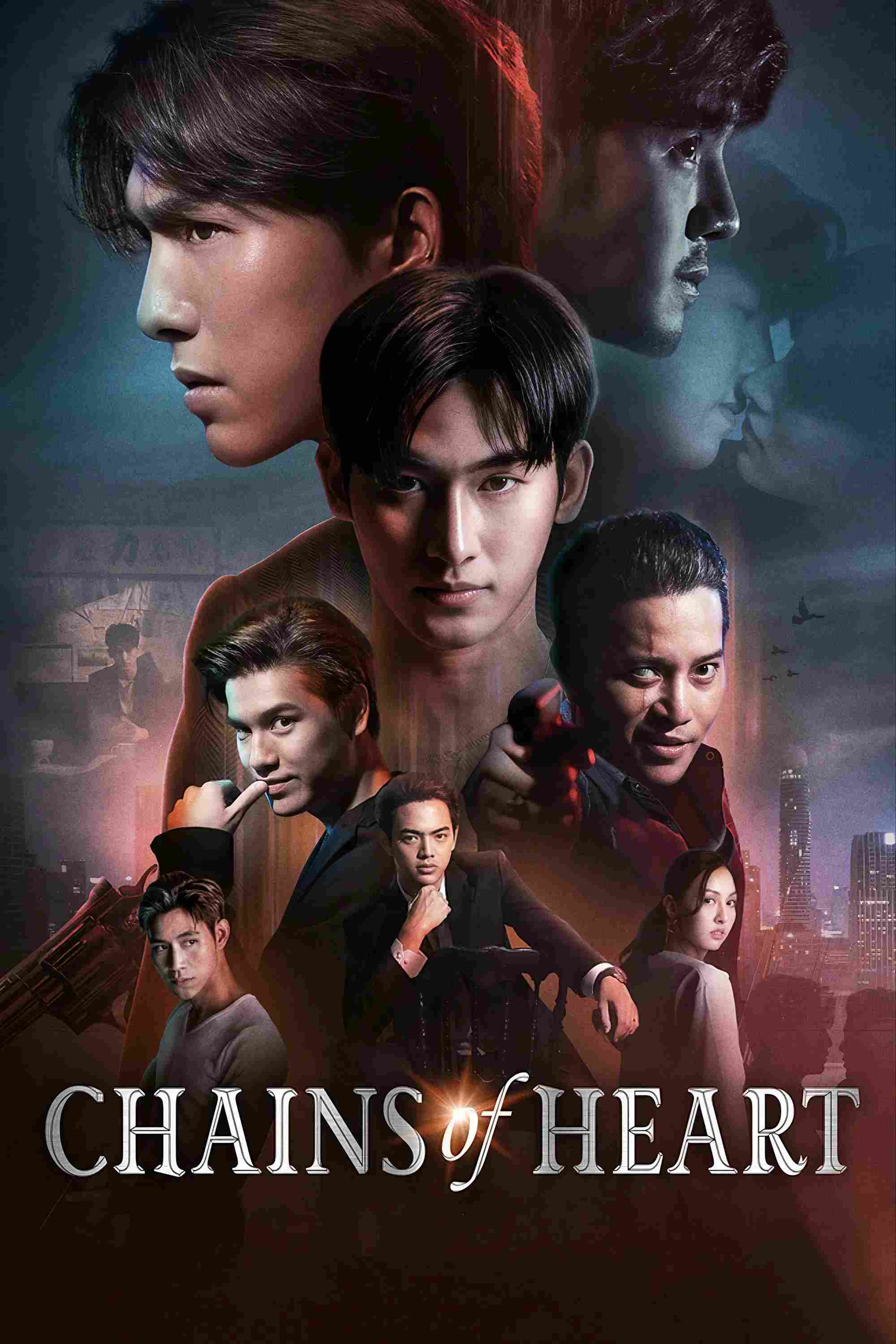 Poster chính thức của phim Phim Tâm Lý, Phim Hành Động & Phiêu Lưu "Xiềng Xích Trái Tim" (Chains of Heart - 2023), với sự tham gia của diễn viên Sarunsathorn Tanawatcharawat và Raweewit Jiraphongkanon.
