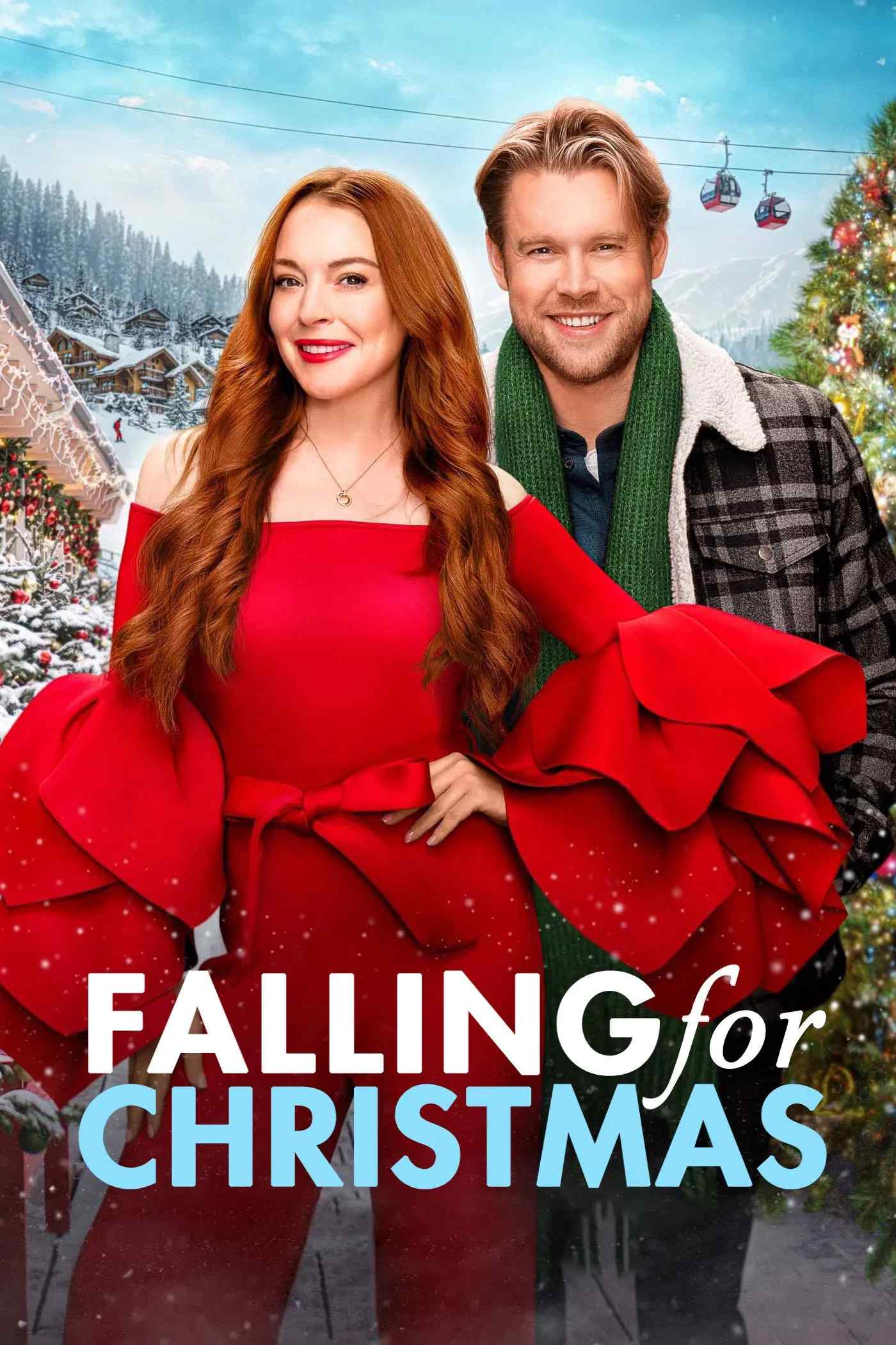 Poster chính thức của phim Phim Tình Cảm, Phim Hài "Xiêu lòng Giáng sinh" (Falling for Christmas - 2022), với sự tham gia của diễn viên Lindsay Lohan và Chord Overstreet.