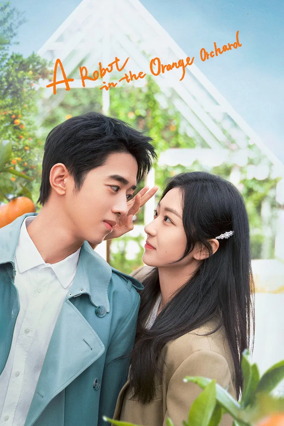 Poster chính thức của phim Phim Tâm Lý, Phim Hài "Xin Chào, Người Yêu Quất Tử Của Tôi" (A Robot in the Orange Orchard - 2022), với sự tham gia của diễn viên Liang Jingkang và Tôn Thiến.