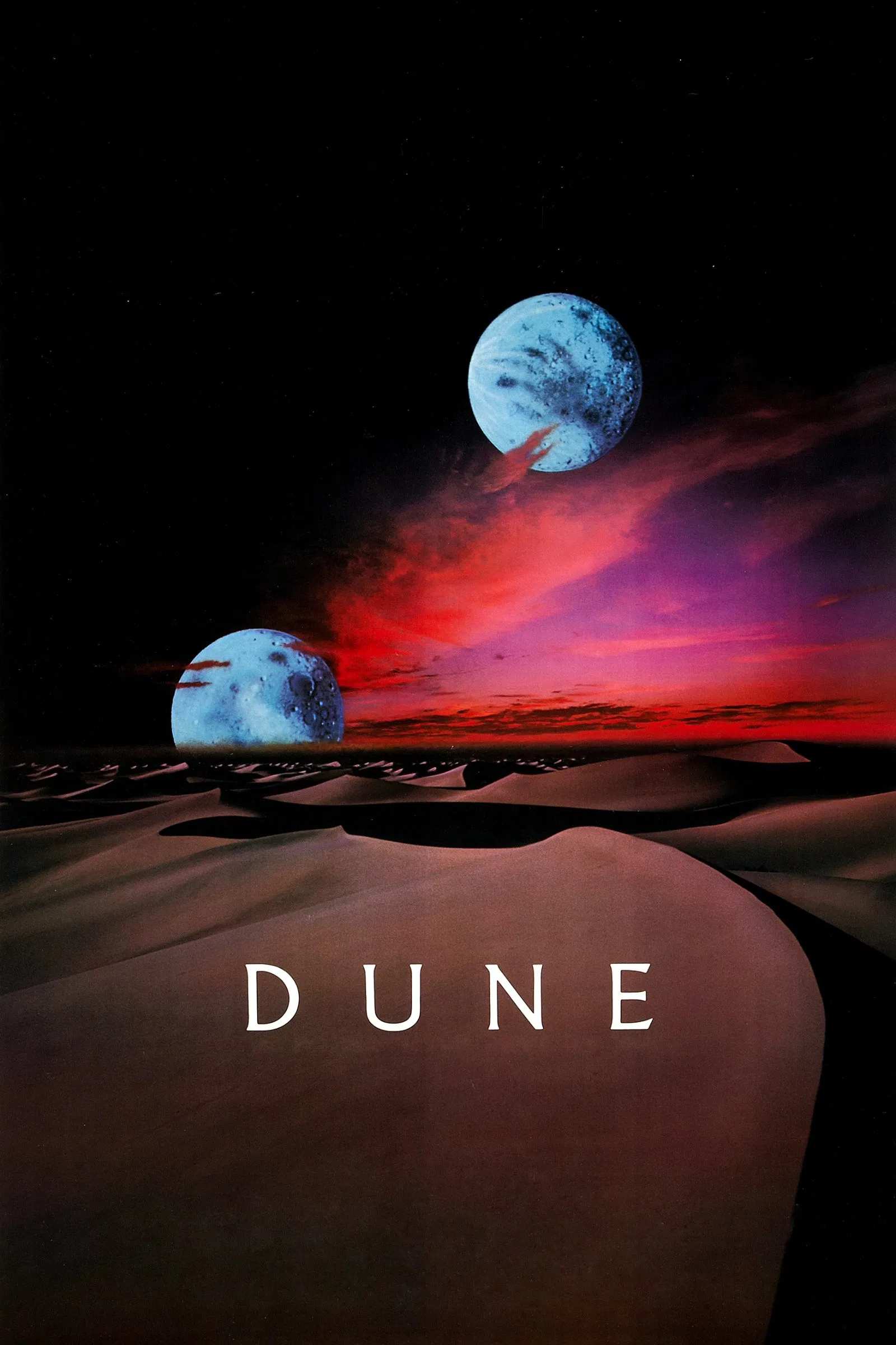 Poster chính thức của phim Phim Hành Động, Phim Viễn Tưởng "Xứ Cát" (Dune - 1984), với sự tham gia của diễn viên Kyle MacLachlan và Francesca Annis.