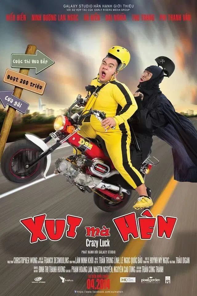 Poster chính thức của phim Phim Hài "Xui Mà Hên" (Xui Mà Hên - 2014), với sự tham gia của diễn viên Nguyễn Hậu và Hà Hiền.