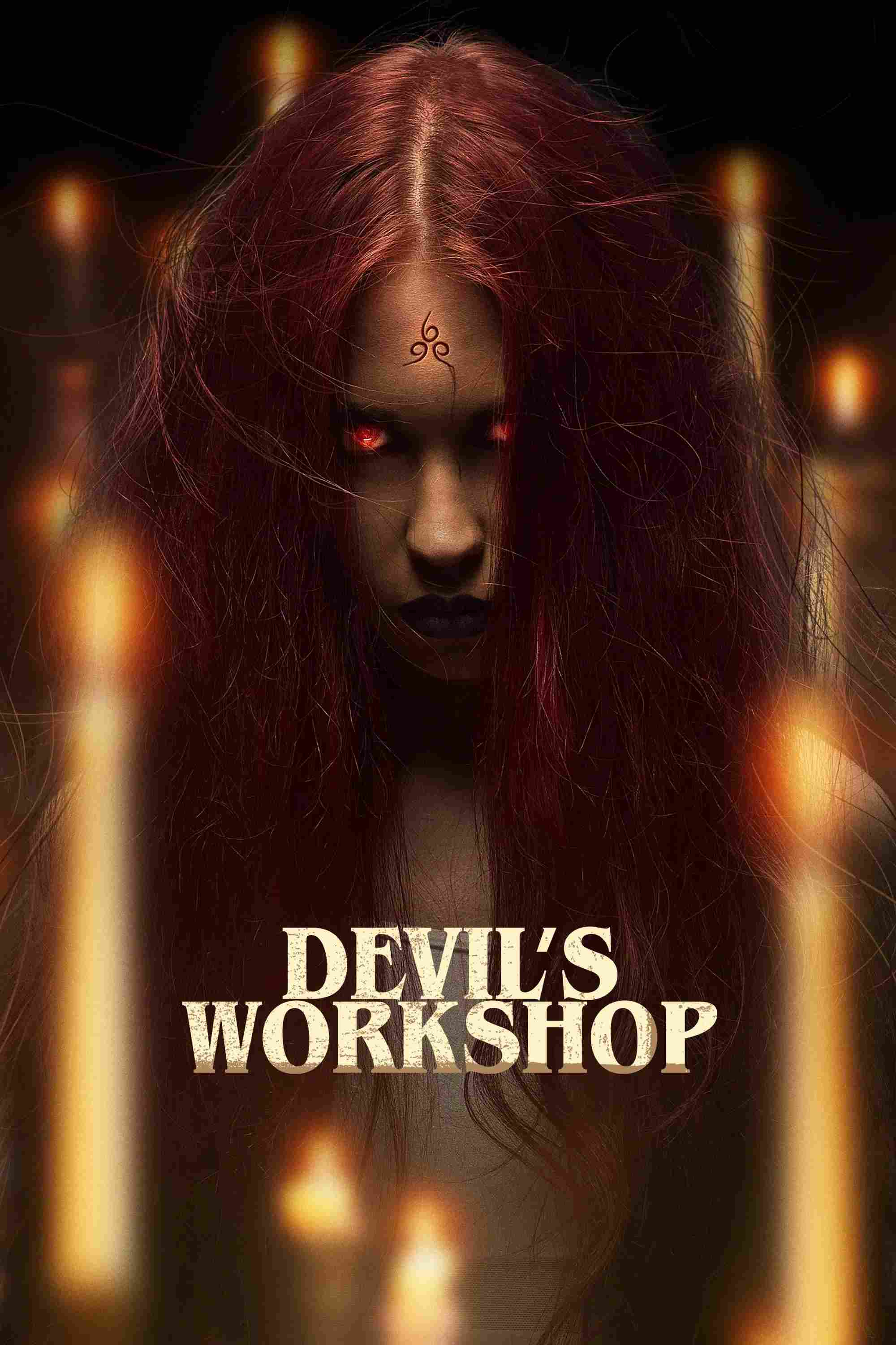 Poster chính thức của phim Phim Kinh Dị "Xương Quỷ​" (Devil's Workshop - 2022), với sự tham gia của diễn viên Radha Mitchell và Timothy Granaderos.