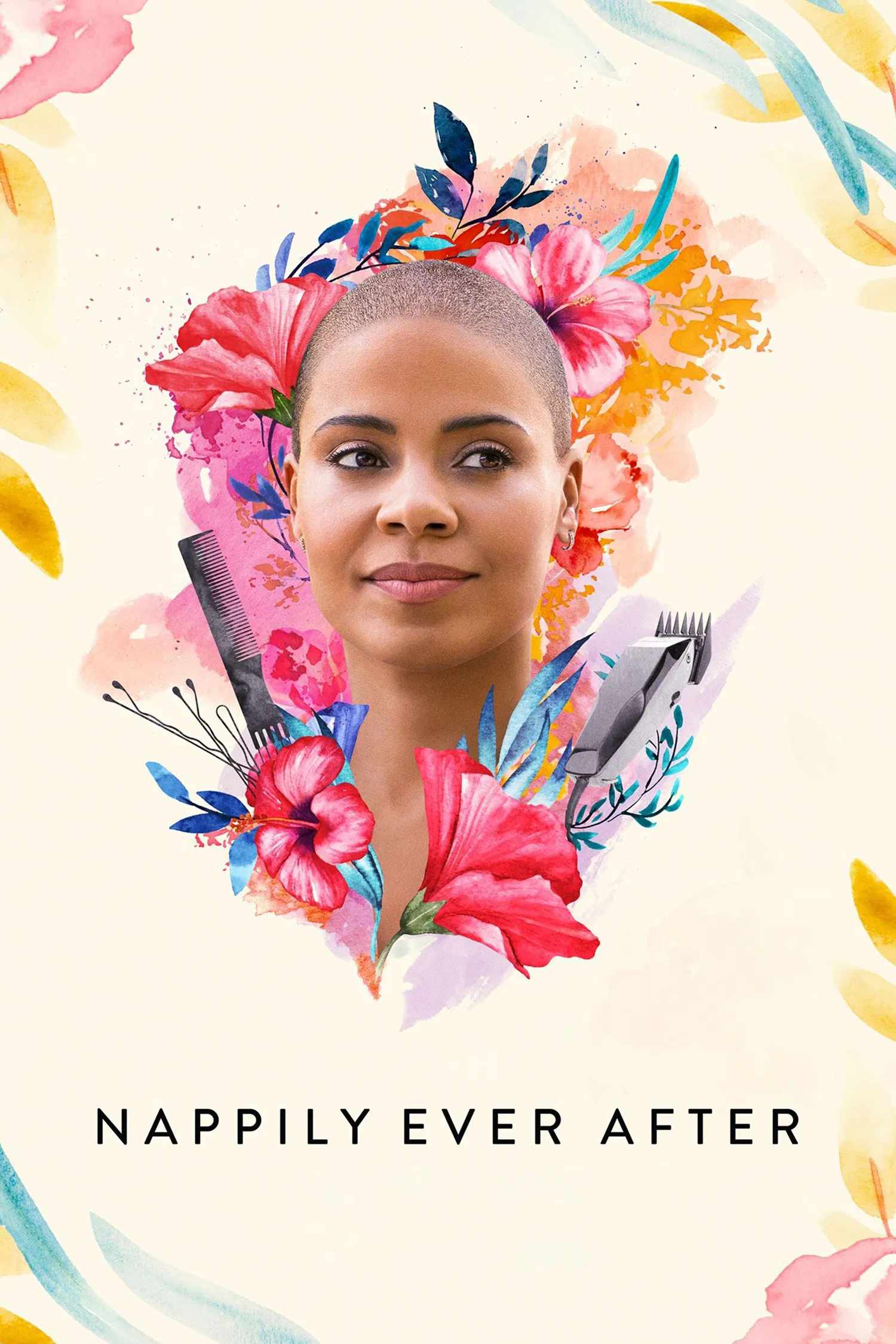 Poster chính thức của phim Phim Hài, Phim Tình Cảm "Xuống Tóc, Lên Đời" (Nappily Ever After - 2018), với sự tham gia của diễn viên Sanaa Lathan và Ricky Whittle.
