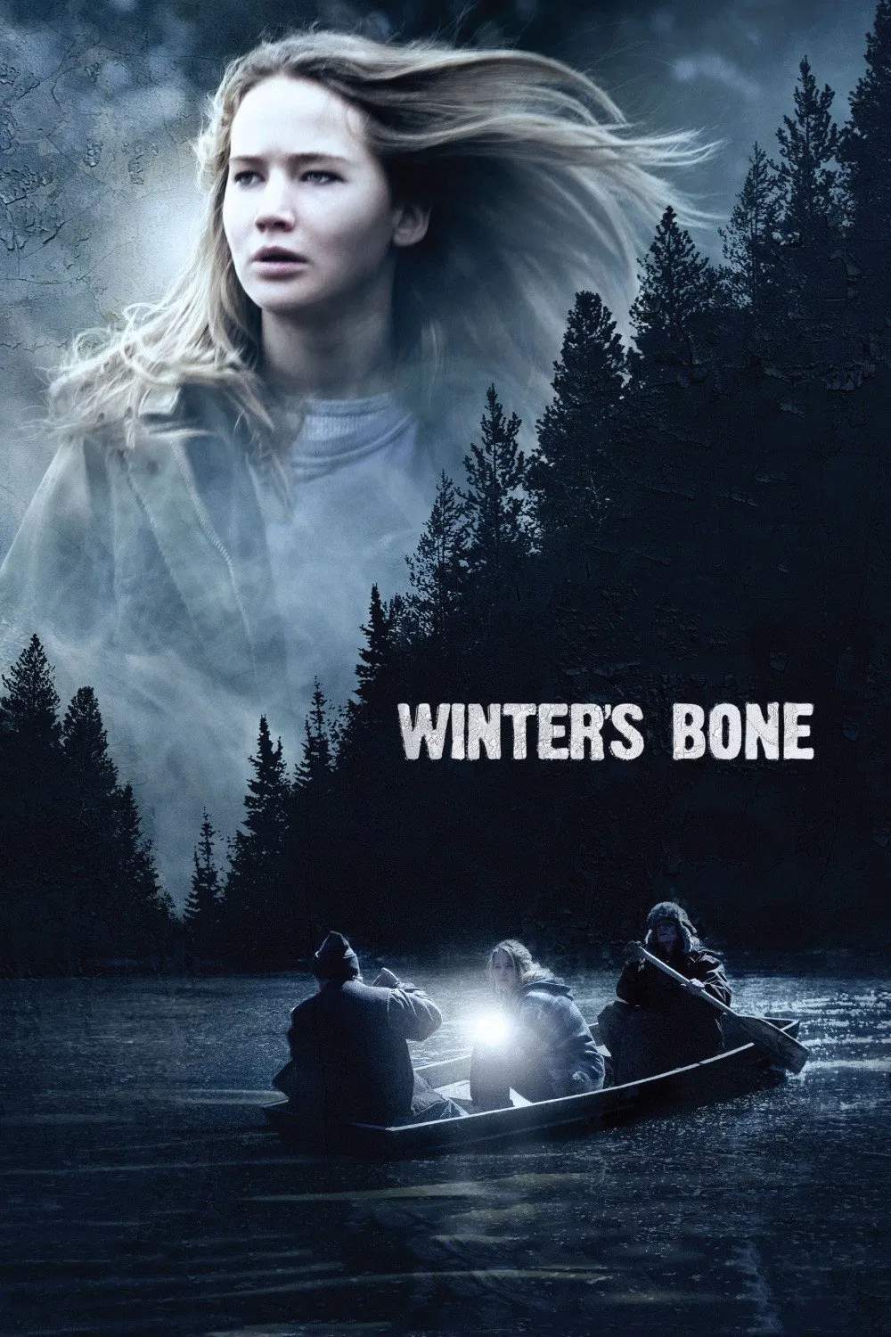 Poster chính thức của phim Phim Tâm Lý, Phim Bí Ẩn "Xương Trắng" (Winter's Bone - 2010), với sự tham gia của diễn viên Jennifer Lawrence và John Hawkes.