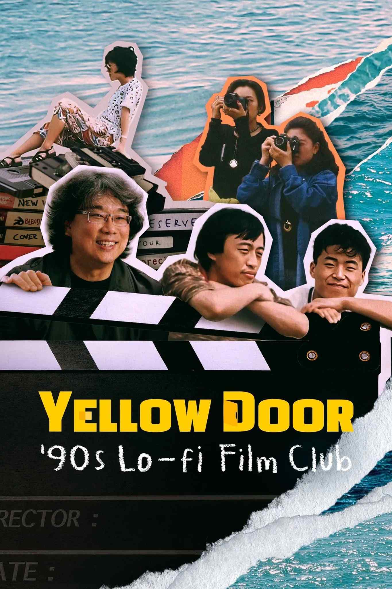 Poster chính thức của phim Phim Tài Liệu "Yellow Door: Câu Lạc Bộ Phim Hàn Thập Niên 90" (Yellow Door: '90s Lo-fi Film Club - 2023), với sự tham gia của diễn viên Bong Joon Ho và Choi Jong-tae.