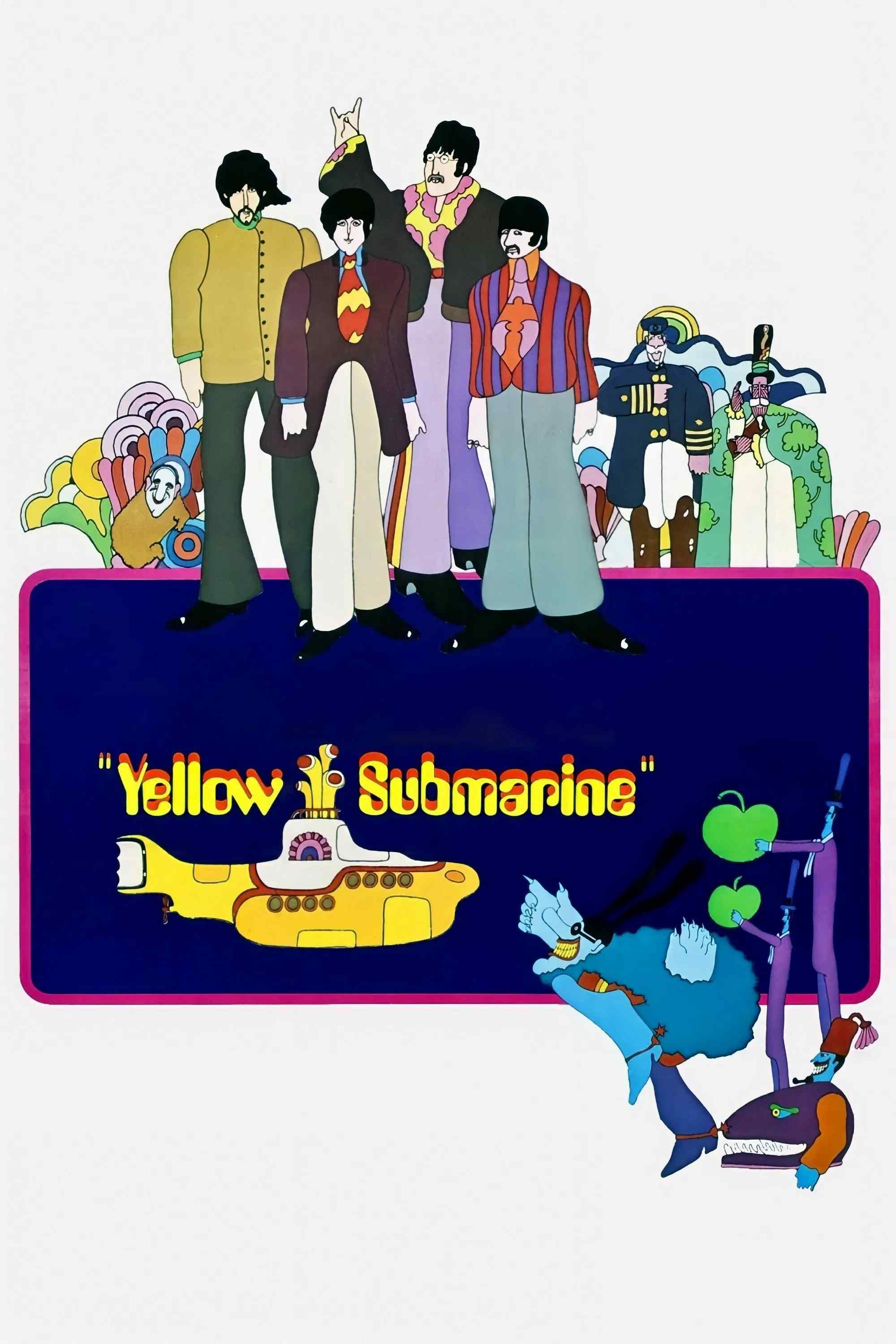 Poster chính thức của phim Phim Ca Nhạc, Phim Hoạt Hình "Yellow Submarine" (Yellow Submarine - 1968), với sự tham gia của diễn viên Paul Angelis và John Clive.