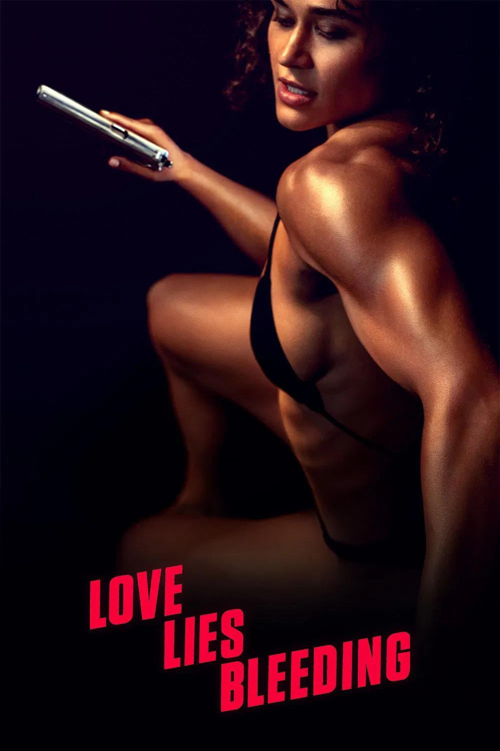 Poster chính thức của phim Phim Hình Sự, Phim Tình Cảm "Yêu Cuồng Loạn" (Love Lies Bleeding - 2024), với sự tham gia của diễn viên Kristen Stewart và Katy O'Brian.