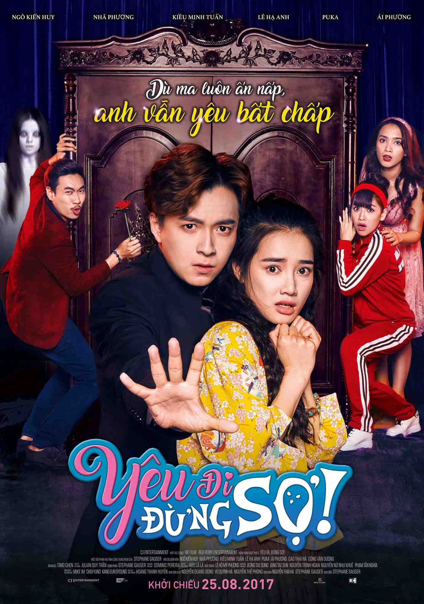 Poster chính thức của phim Phim Gia Đình, Phim Hài "Yêu Đi Đừng Sợ" (Kiss & Spell - 2017), với sự tham gia của diễn viên Ngô Kiến Huy và Nhã Phương.