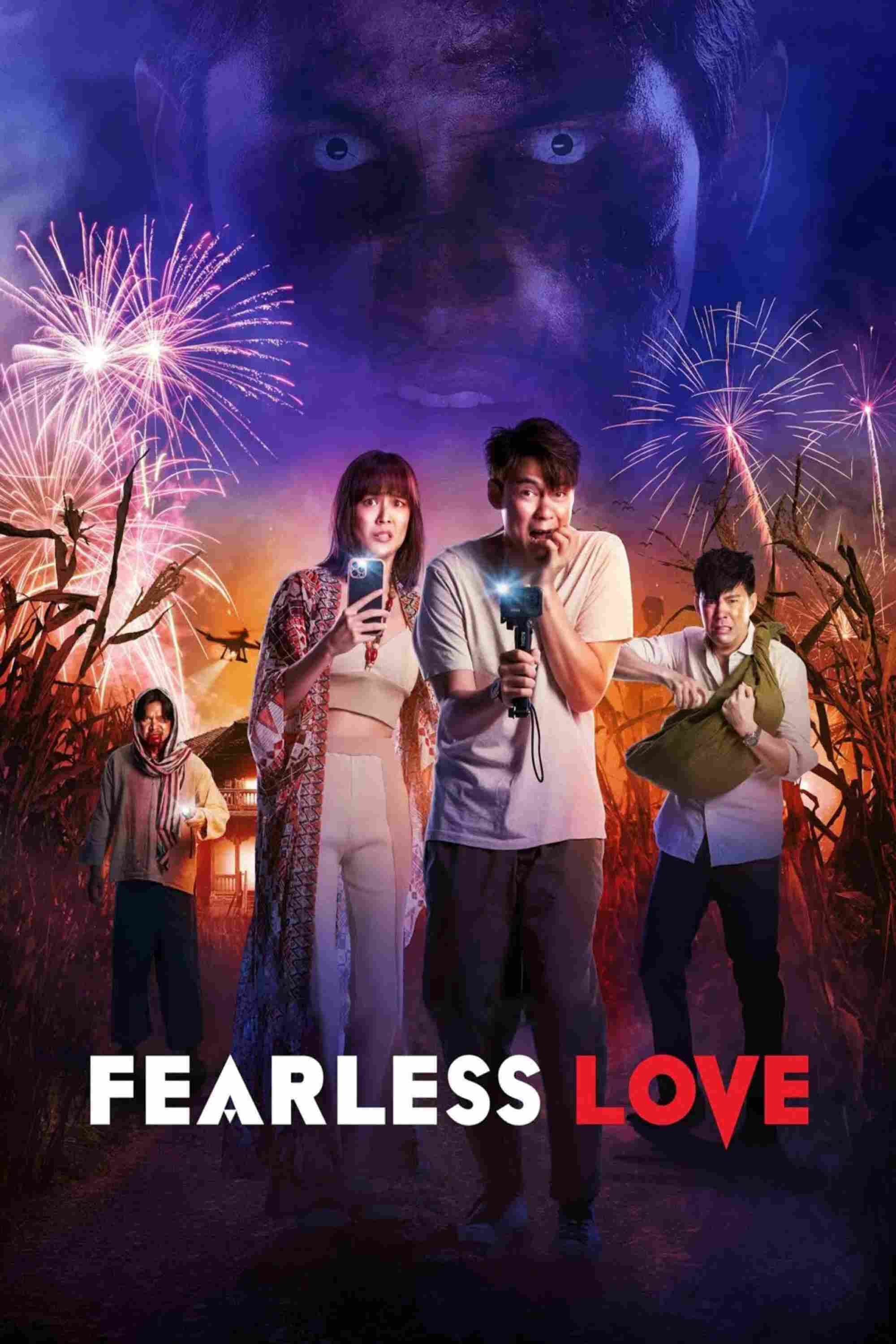 Poster chính thức của phim Phim Hài, Phim Tình Cảm "Yêu Không Sợ Hãi" (Fearless Love - 2022), với sự tham gia của diễn viên Worrawech Danuwong và Ungsumalynn Sirapatsakmetha.