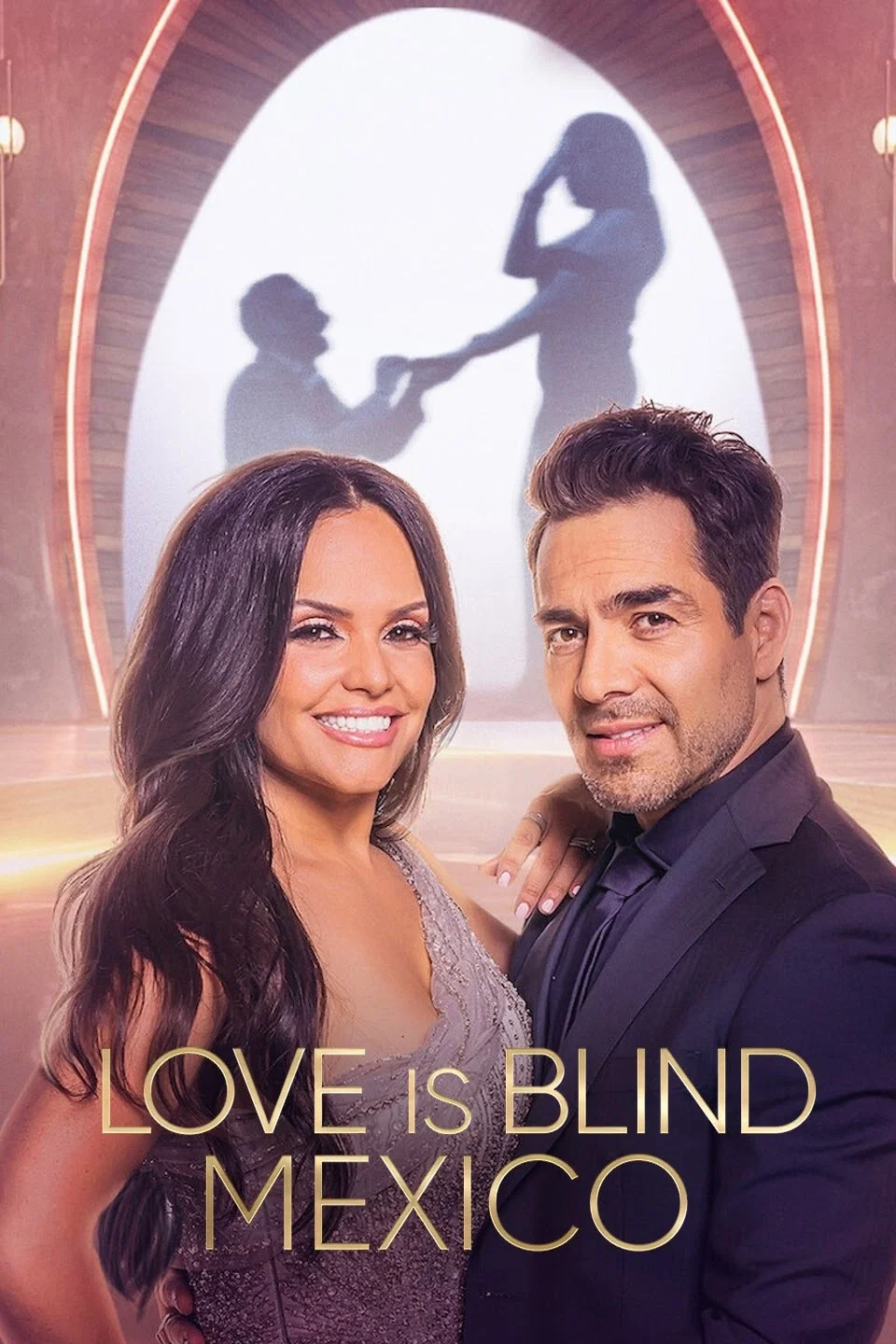 Poster chính thức của phim Truyền Hình Thực Tế "Yêu là mù quáng: Mexico" (Love Is Blind: Mexico - 2024), với sự tham gia của diễn viên Omar Chaparro.