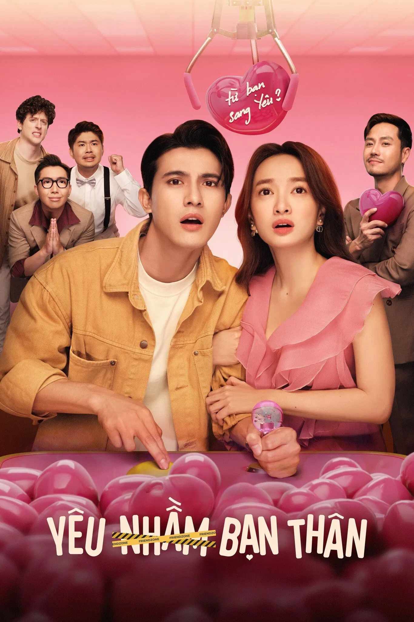 Poster chính thức của phim Phim Hài, Phim Tình Cảm "Yêu Nhầm Bạn Thân" (Friendzone - 2025), với sự tham gia của diễn viên Kaity Nguyễn và Trần Ngọc Vàng.