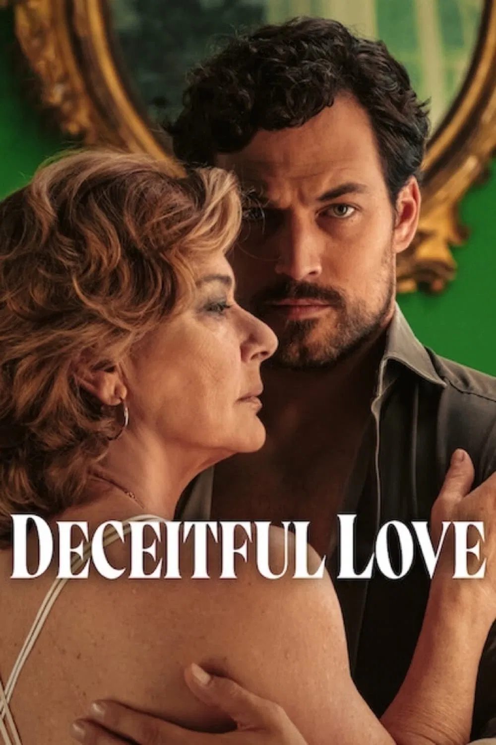 Poster chính thức của phim Phim Tâm Lý "Yêu trong lừa dối" (Deceitful Love - 2024), với sự tham gia của diễn viên Giacomo Gianniotti và Monica Guerritore.