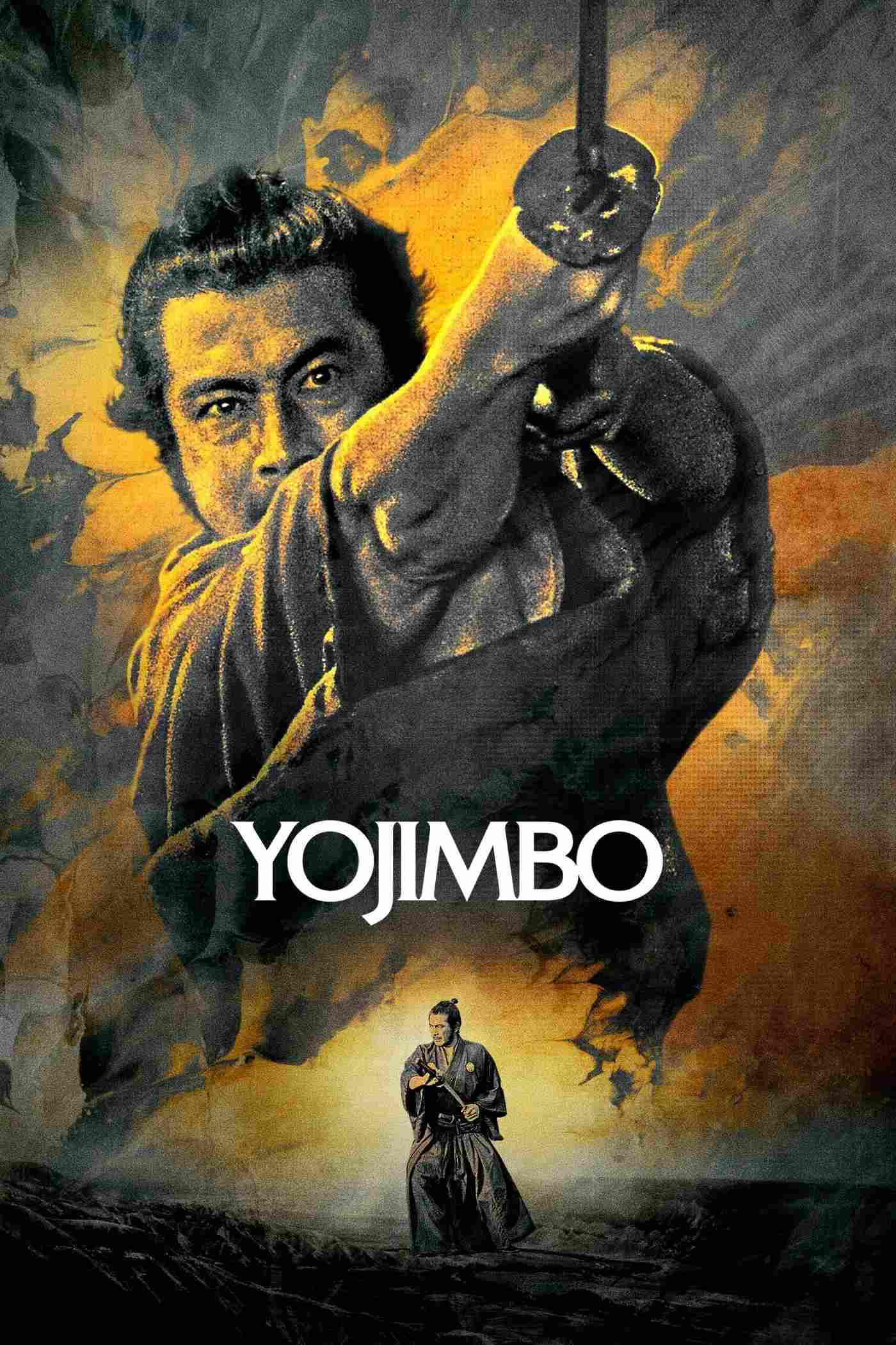 Poster chính thức của phim Phim Tâm Lý, Phim Giật Gân "Yojimbo" (Yojimbo - 1961), với sự tham gia của diễn viên Toshirō Mifune và Tatsuya Nakadai.
